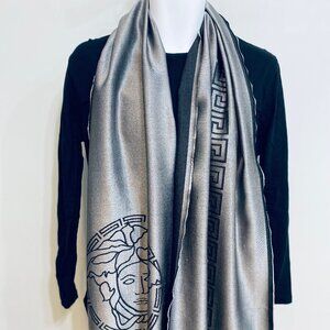 VERSACE ONE SIZE UNISEX ITALIAN MEDUSA SILVER SCARF UNISEX